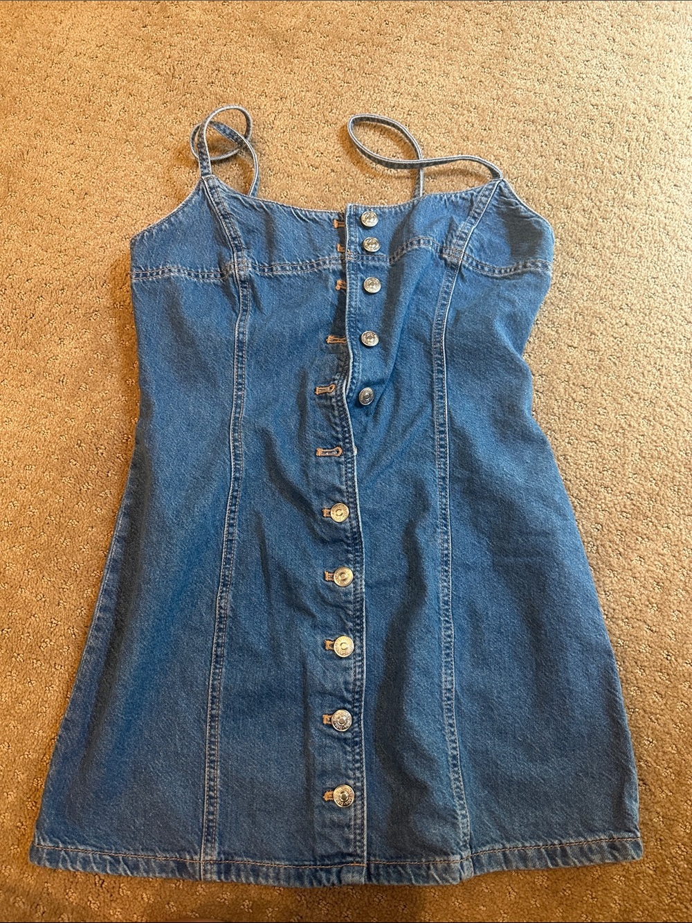 Zara Denim Button-Front Mini Dress - Blue